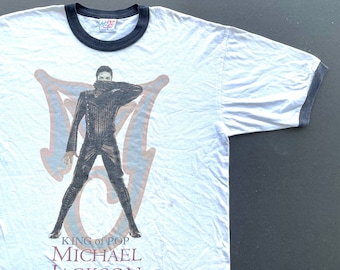 Vintage 1996 Michael Jackson History Tour King Of Pop T Shirt size L (W 22 x L 28.5)