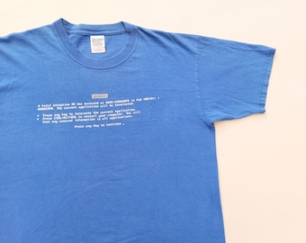 Vintage 90's Windows Fatal Exception OE Blue Screen Of Death T Shirt size L (W 22 x L 28.5)