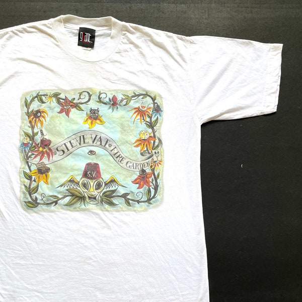 Vintage 1996 Steve Vai Fire Garden Freak Show Excess T Shirt size L (W 21.5 x L 29.5)