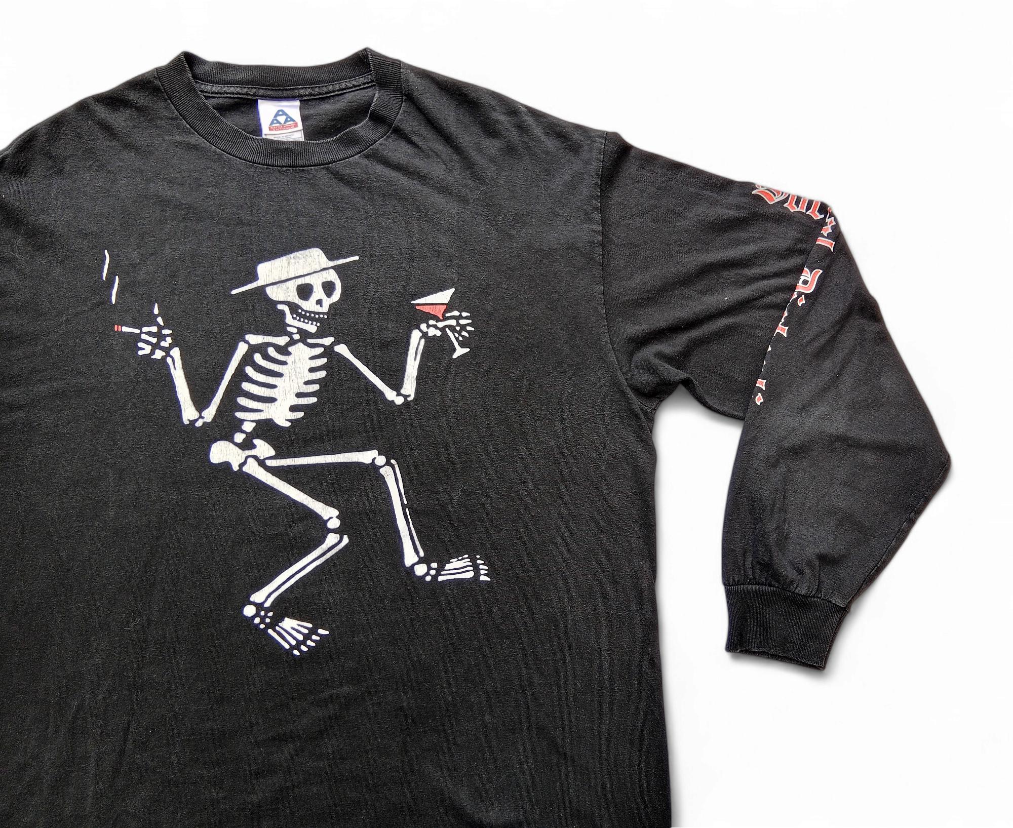 Social Distortion ロンT XL 墨黒 袖プリ スカリー 00s Vintage 2000's Social Distortion Skelly Band Logo Long Sleeve T