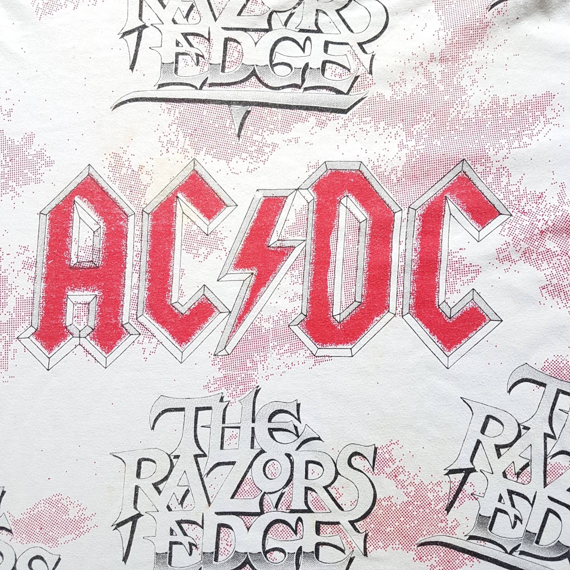 Vintage 1990 ACDC the Razors Edge All Over Print T Shirt Size L (W 19.5 ...