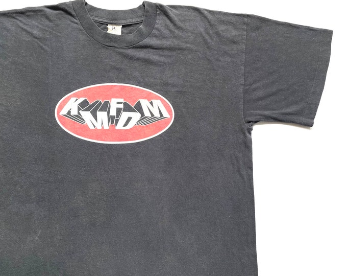 Vintage 1997 KMFDM European Tour 97 T Shirt W 23 5 X L 29 5 Pig Skinny vintage-1997-kmfdm-european-tour-97-t-shirt-w-23-5-x-l-29-5-pig-skinny