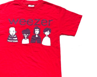 Vintage 2000's Weezer Group Caricature T Shirt size S (W 18 x L 26)