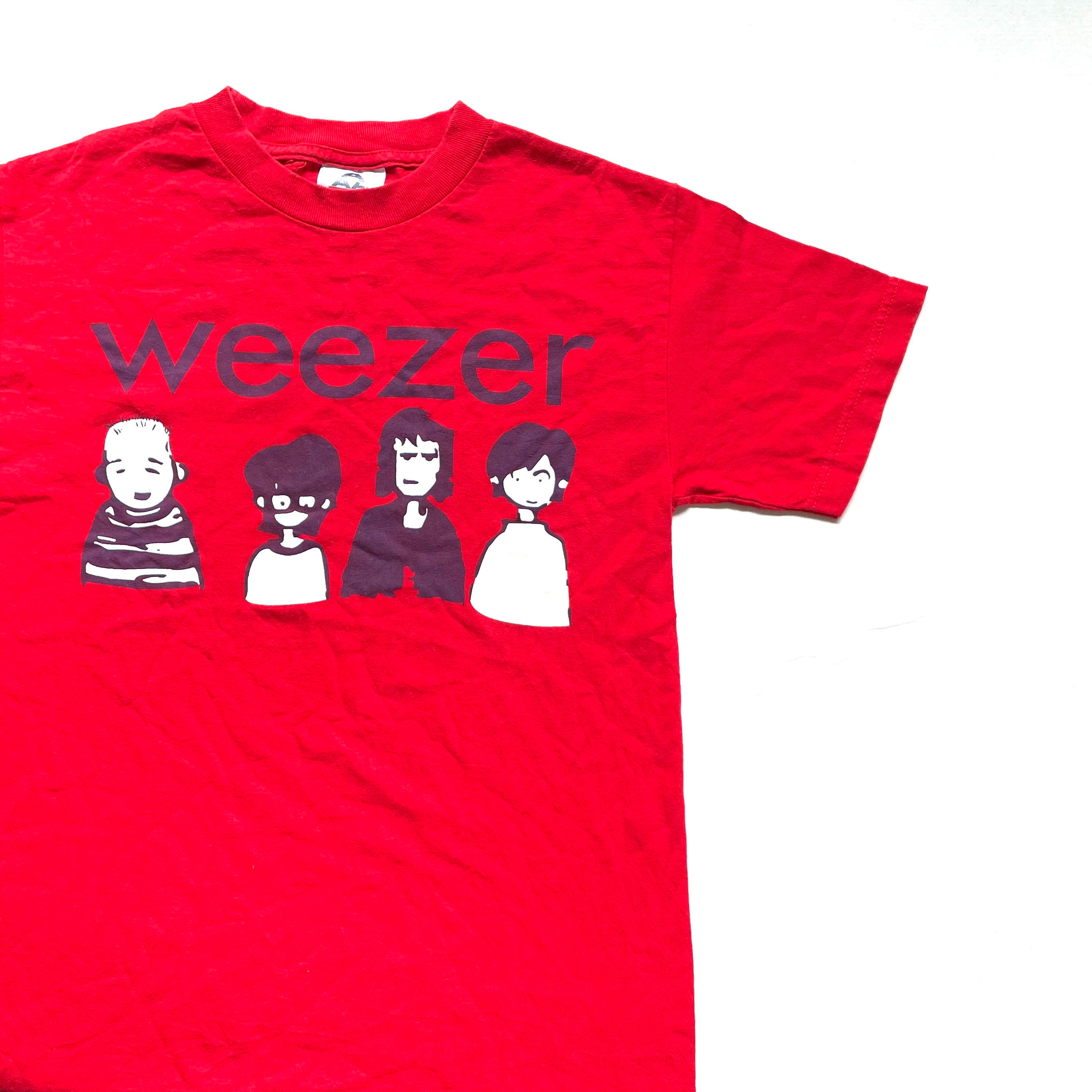 Vintage 2000's Weezer Group Caricature T Shirt Size S W 18 X L 26