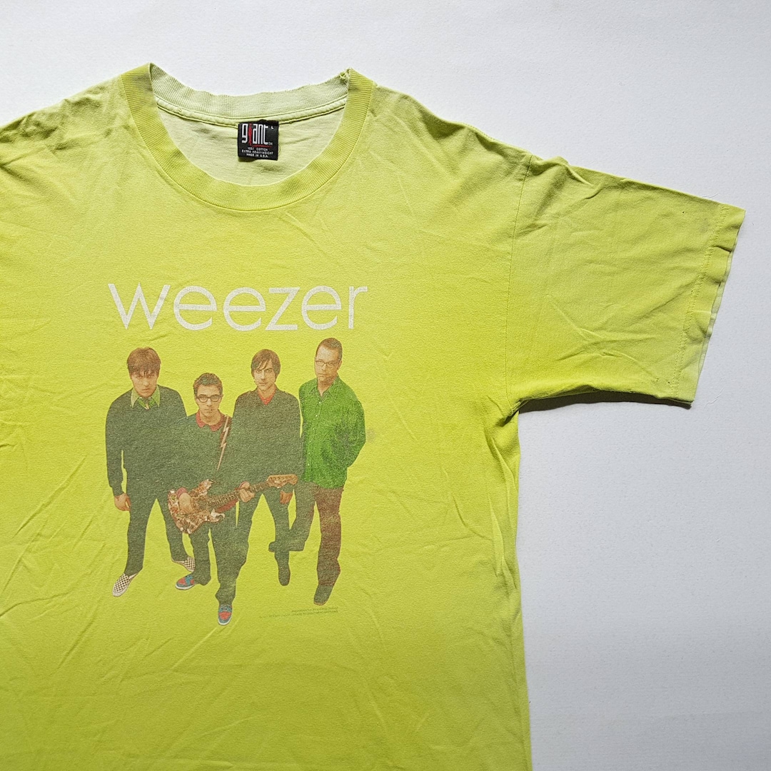 Vintage 2001 Weezer Green Album T Shirt Size L (W 21 X L 31