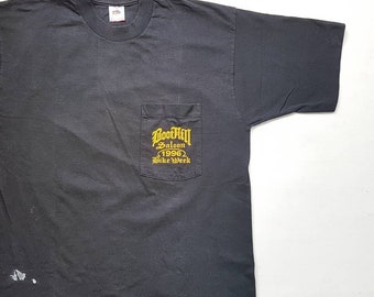 Vintage 1996 Boot Hill Saloon Bike Week Pocket T Shirt size L (W 21 x L 31)