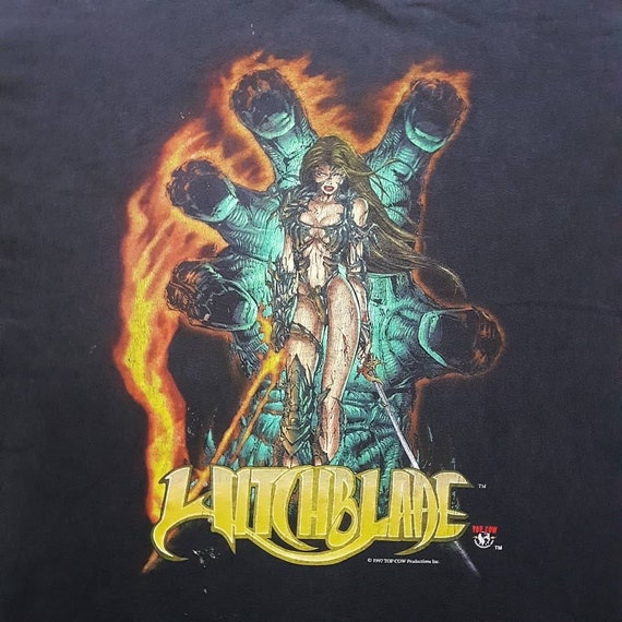 Vintage 1997 Top Cow Witchblade Comics T Shirt Size XL (W 24.5 X L 