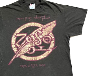 Vintage 1995 Jimmy Page Robert Plant Zoso World Tour T Shirt Size
