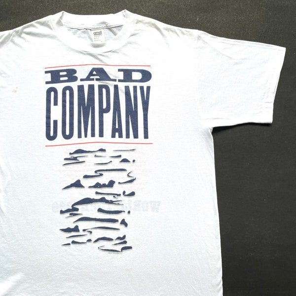 Vintage 1990 Bad Company Holy Water World Tour T Shirt size L (W 21.5 x L 27)