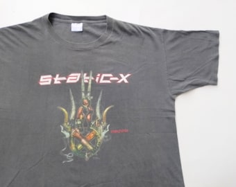 Vintage 2001 Static-X Machine Album This Is Not My Life This Is Not My Home This Is Not Me I Hate This T Shirt size XL (W 25.5 x L 30)