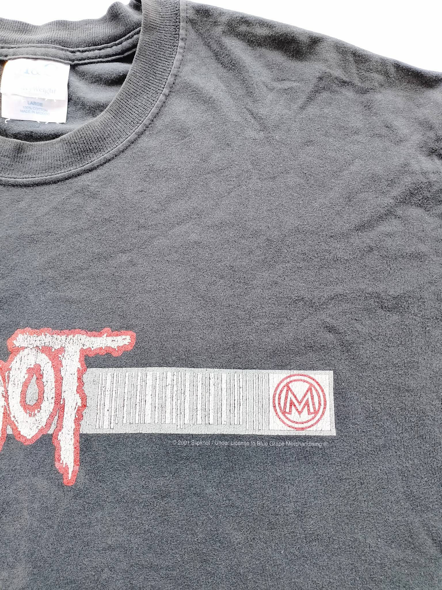 Vintage 2001 Slipknot Barcode 742617 000027 T Shirt Size L