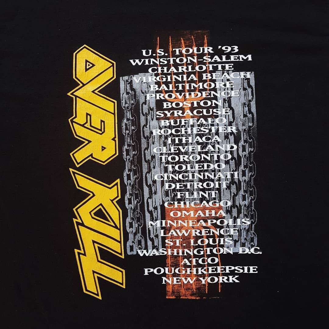 Vintage 1993 Overkill I Hear Black US Tour '93 T Shirt Size XL (W