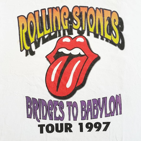 トップス ROLLING STONES 1997 BRIDGES TO BABYLON Vintage 1997 Rolling Stones Bridges to Babylon Tour Tie Dye Shirt
