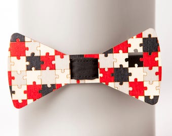 Missing Element Black-Red-Gray Bow Tie