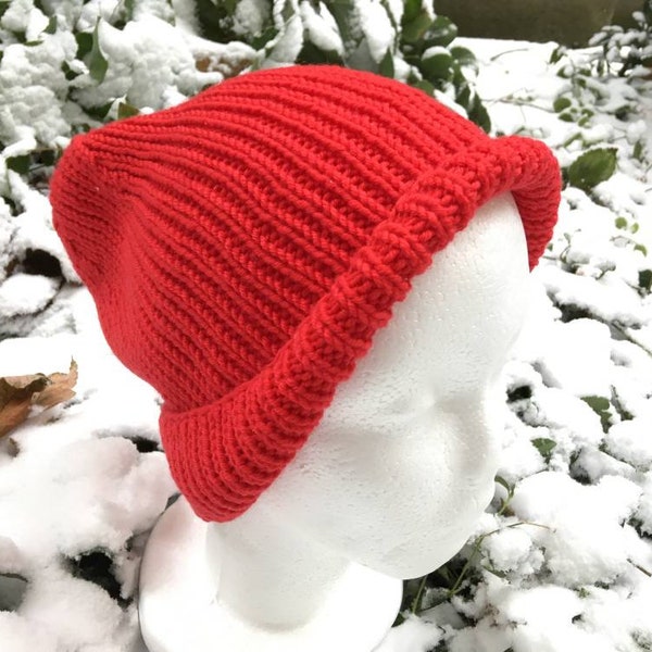 Merino Pom Pom Hat 100% Merino Beanie Real Fur Pompom Burgundy Red Hat Ski clothing beanie with foldover cuff Slouchy knit Beanie