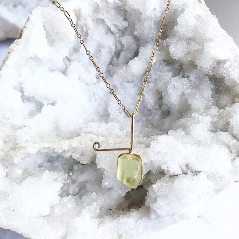 Golden Apatite in Gold Golden Apatite Pendant Raw Yellow Apatite 14 K Gold Golden Apatite Necklace Gold Gemstone Jewlery -