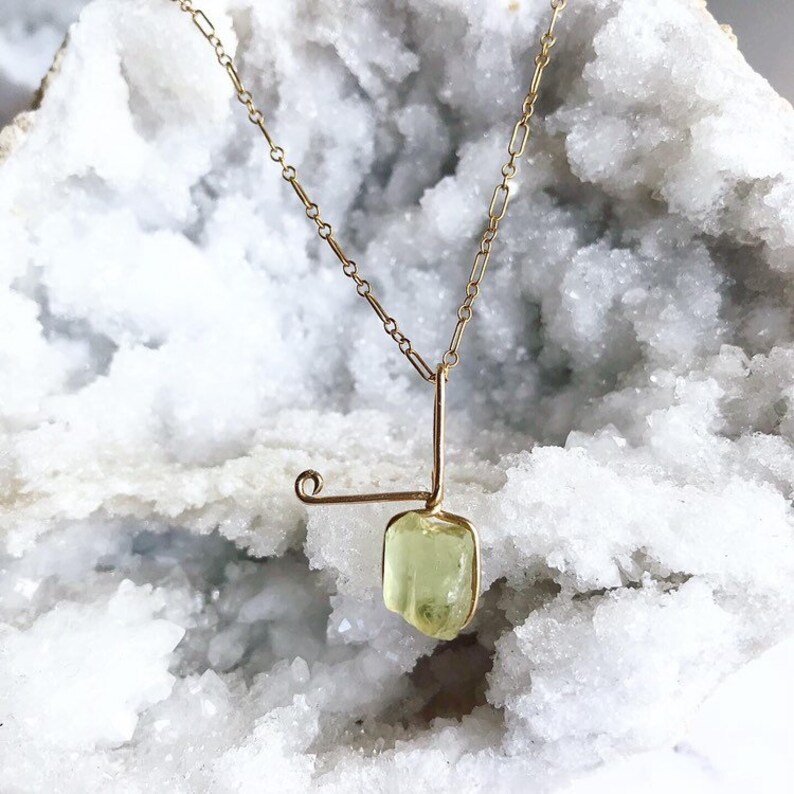 Golden Apatite in Gold Golden Apatite Pendant Raw Yellow Apatite 14 K Gold Golden Apatite Necklace Gold Gemstone Jewlery -