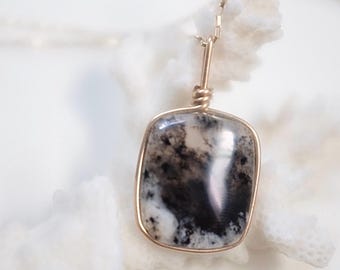 Dendritic Opal Pendant in Gold