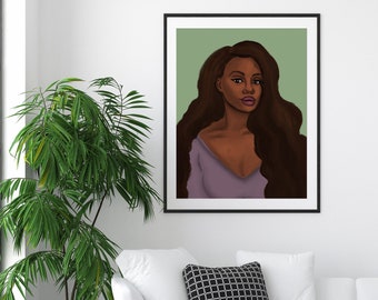 Leah African American Woman Wall Art Prints, Black Girl Posters, Extra Large Art Prints, Black Owned Shops