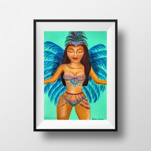 Frau Karneval Kostüm Acryl und Öl auf Leinwand, Kunstdrucke, West Indian girl Original Gemälde, Afrozentrisches Dekor, Karibik Kultur Kunst
