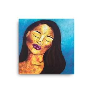Abstrakte Portrait Leinwand Druck, afroamerikanische Kunst, abstrakte Frau Leinwand Druck, schwarz im Besitz Shops, bunte abstrakte Kunstwerk