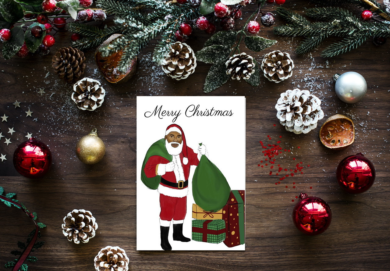 Weihnachtskarten, Afroamerikanische Weihnachtskarten, Schwarze Grußkarten, Schwarze Weihnachtskarten,