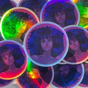 Celestial Holographic Afro Girl Stickers for Scrapbooks, Laptops, Bullet Journals, and Planners image 6