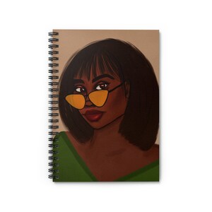 Taylor African American Women Spiral Notebook Ruled Line, Gift for her, Black Owned Shop, Black girl journal diary, Glasses, Art Stationery