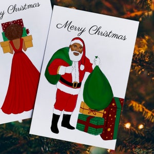 Ensemble de cartes de Noël, Cartes de Noël afro-américaines, Cartes de vœux noires Cartes de vœux Père Noël noir, Cartes de vœux appartenant à des Noirs,
