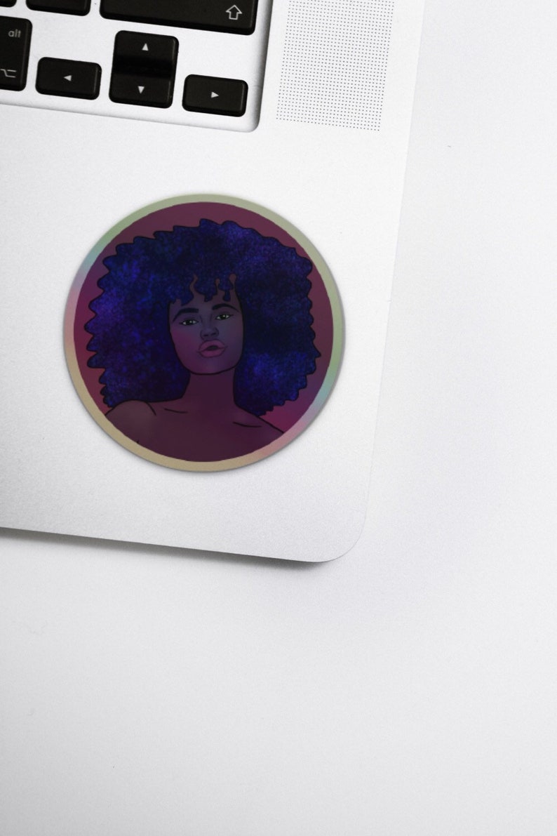 Celestial Holographic Afro Girl Stickers for Scrapbooks, Laptops, Bullet Journals, and Planners image 5