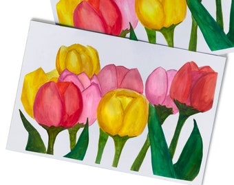 Cartes de correspondance toutes occasions tulipes printanières, cartes de voeux florales vierges