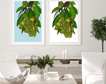 Guinep Art Print: Jamaican Kitchen Decor, Exotic Fruit Illustration