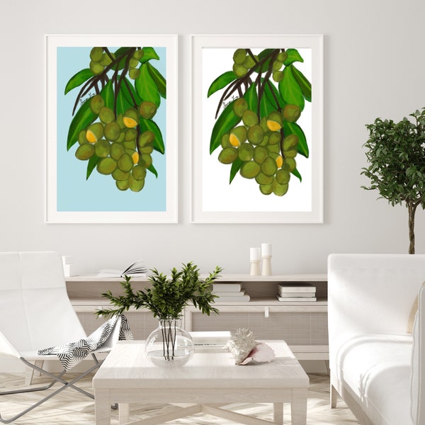 Guinep Art Print: Jamaican Kitchen Decor, Exotic Fruit Illustration