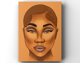 Black Woman Canvas Prints, African American Girl Art, Afro Art, Black Culture Artwork, Natural Hair Art