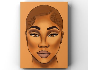 Schwarze Frau Kunst Leinwanddruck: Afrocentric Natural Hair Artwork