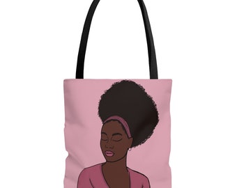 Pink Afro Tote Bag