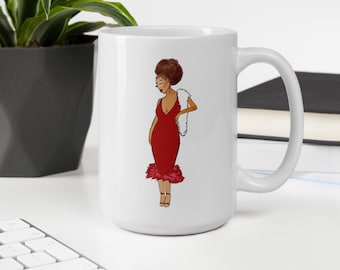 Coffee Mugs Fashion Illustration, Large Mugs, Afro Curly Mugs, Women’s Stocking Stuffers, Gifts for her