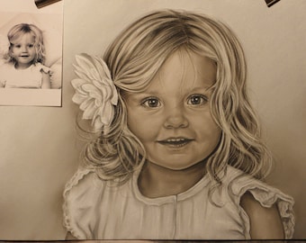 Custom Portrait from Photo Portrait Painting Drawing Original handmade gift / present
