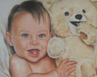 Custom portrait from photo Portrait painting Children portrait Family portrait Soft pastel portrait