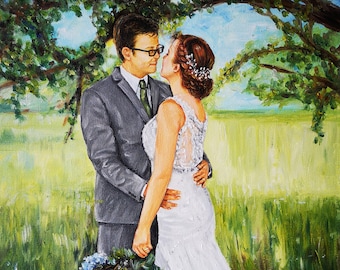 Oil painting on canvas Portrait painting Wedding portrait Custom portrait Anniversary gift Wedding gift Original art Personalized painting