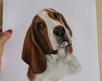 Custom pet portrait from photo Pet memorial Dog portrait Handdrawn with watercolor and soft pastel