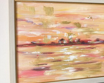 Vibrand abstract Painting Original oil painting Gently Orange wall art  framed abstract art