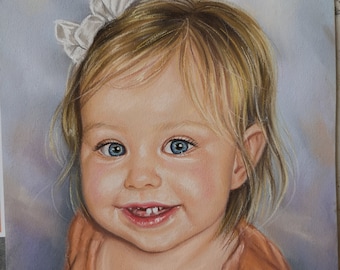 Hand-Painted Pastel Portrait – Custom Child Portrait from Photo