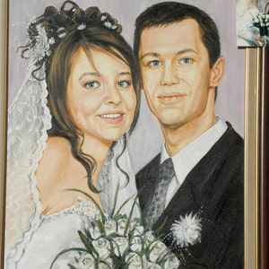 Family Wedding  Portrait  Custom painting Personalized anniversary gift portrait - Wedding gift - Oil Painting - Couple portrait on canvas