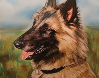 Custom Dog portrait painting  Dog portrait Custom dog painting Dog Cat painting Handmade gift present Dog drawing from photo Pet's painting