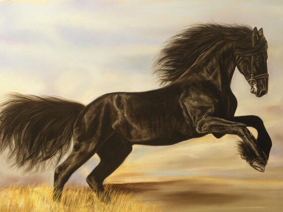 Horse Portrait  Equestrian Decor  Horse Painting from Photo . Equestrian Gift . Custom handmade drawing  Housewarming gift Keepsake