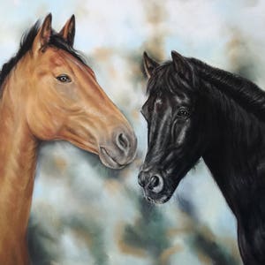 Peinture de cheval faite sur commande le portrait fait sur commande d&#39;animal familier de photo Cheval de cadeau équestre Peinture peinture originale