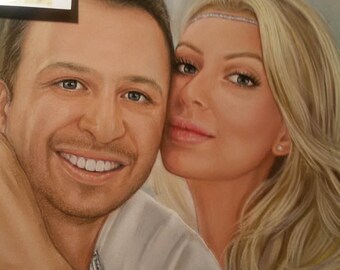 Custom Family Portrait from Photo  Couple portrait Painting  First Anniversary gift for husband Wedding gift Paper gift for him Hand painted