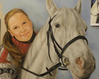 Equestrian Gift Horse Horse with Rider Horse Portrait Drawing