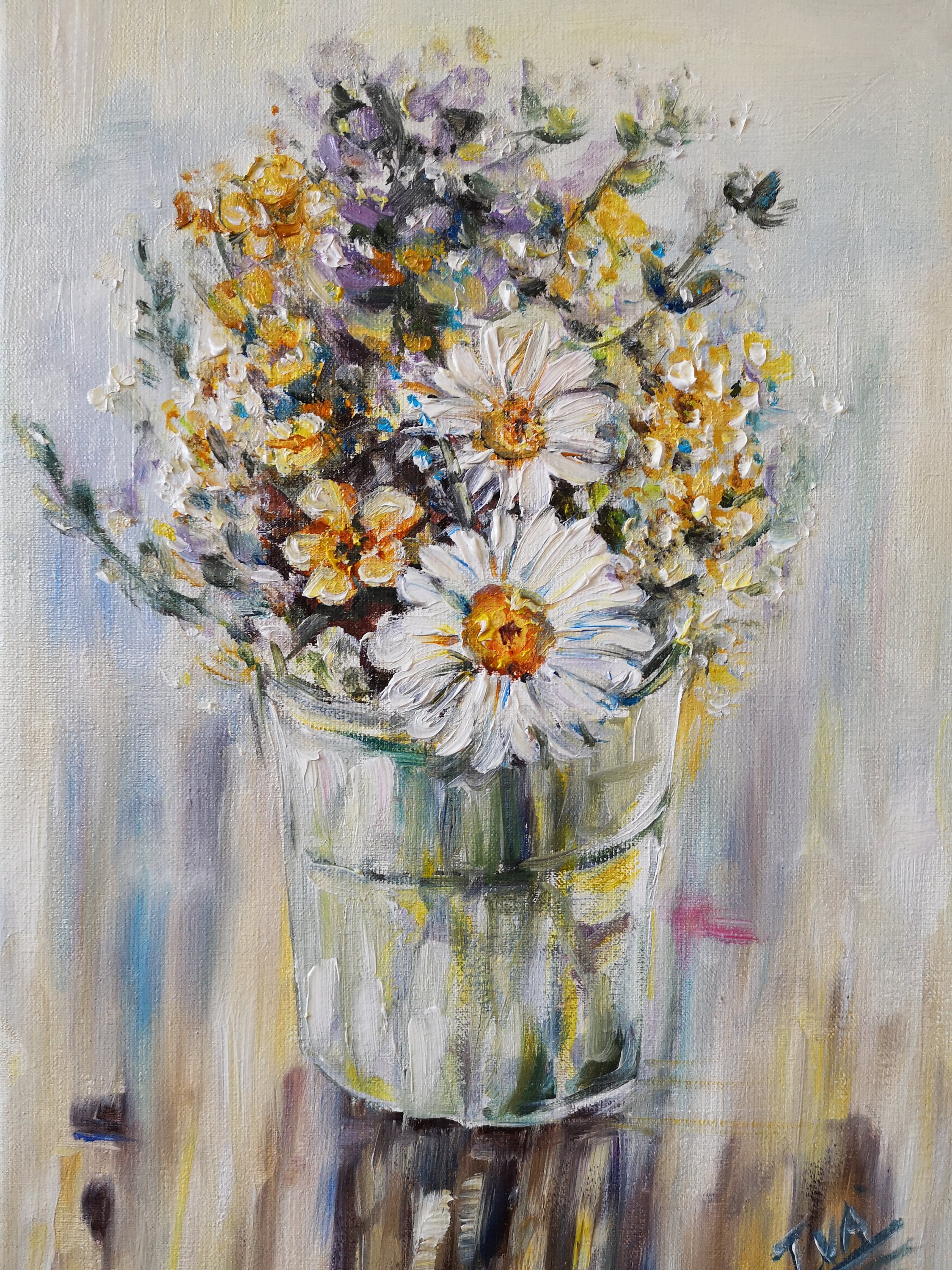 Original Oil Painting on Stretched Canvas Flowers Colourful